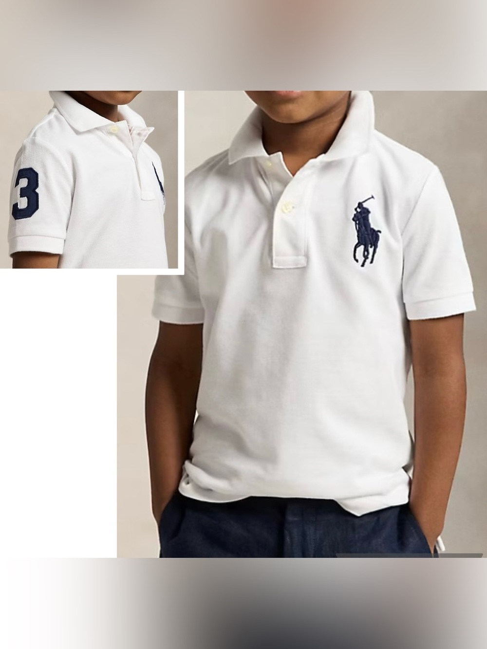 Polo Ralph Lauren Boys’‎ Sz 6? Big Pony White Cotton Mesh Polo Shirt